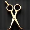 Golden shears icon, symbolizing craftsmanship and precision.