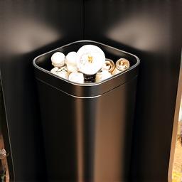 Recycling bins in a clean, modern barbershop interior